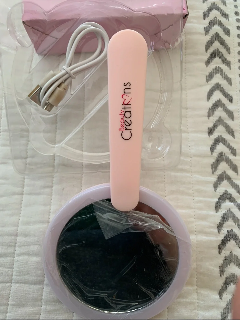 Beauty Creations Pink LED Makeup Mirror with USB Rechargeable Light
